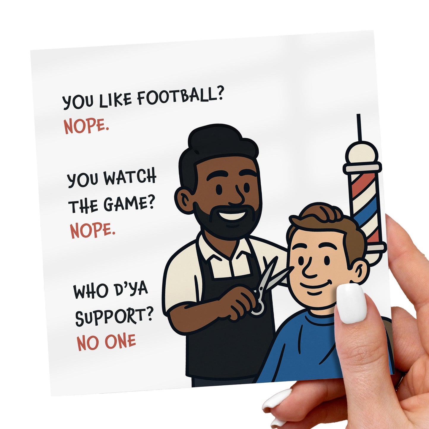 Funny Barber Football Banter Birthday Card - British Humour