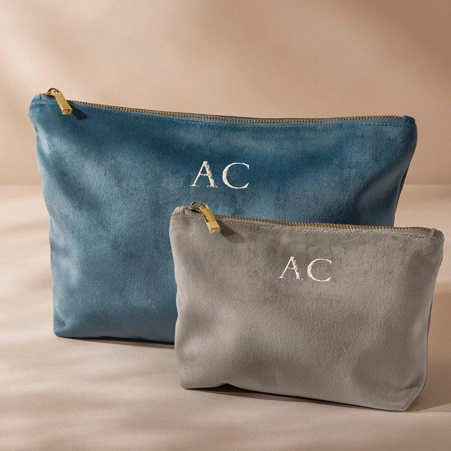 Velvet Accessory Bag, Personalised Make Up Pouch, Luxury Gift for Her