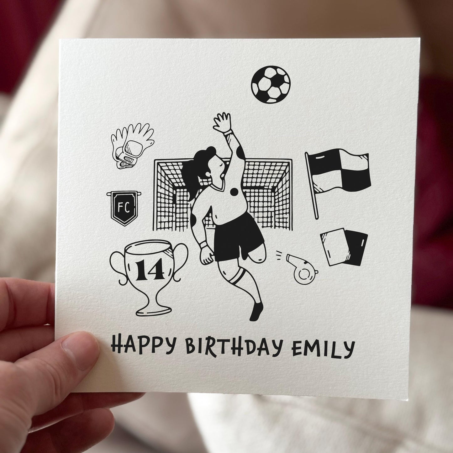 Personalized Football Birthday Card for Daughter: 14th Birthday