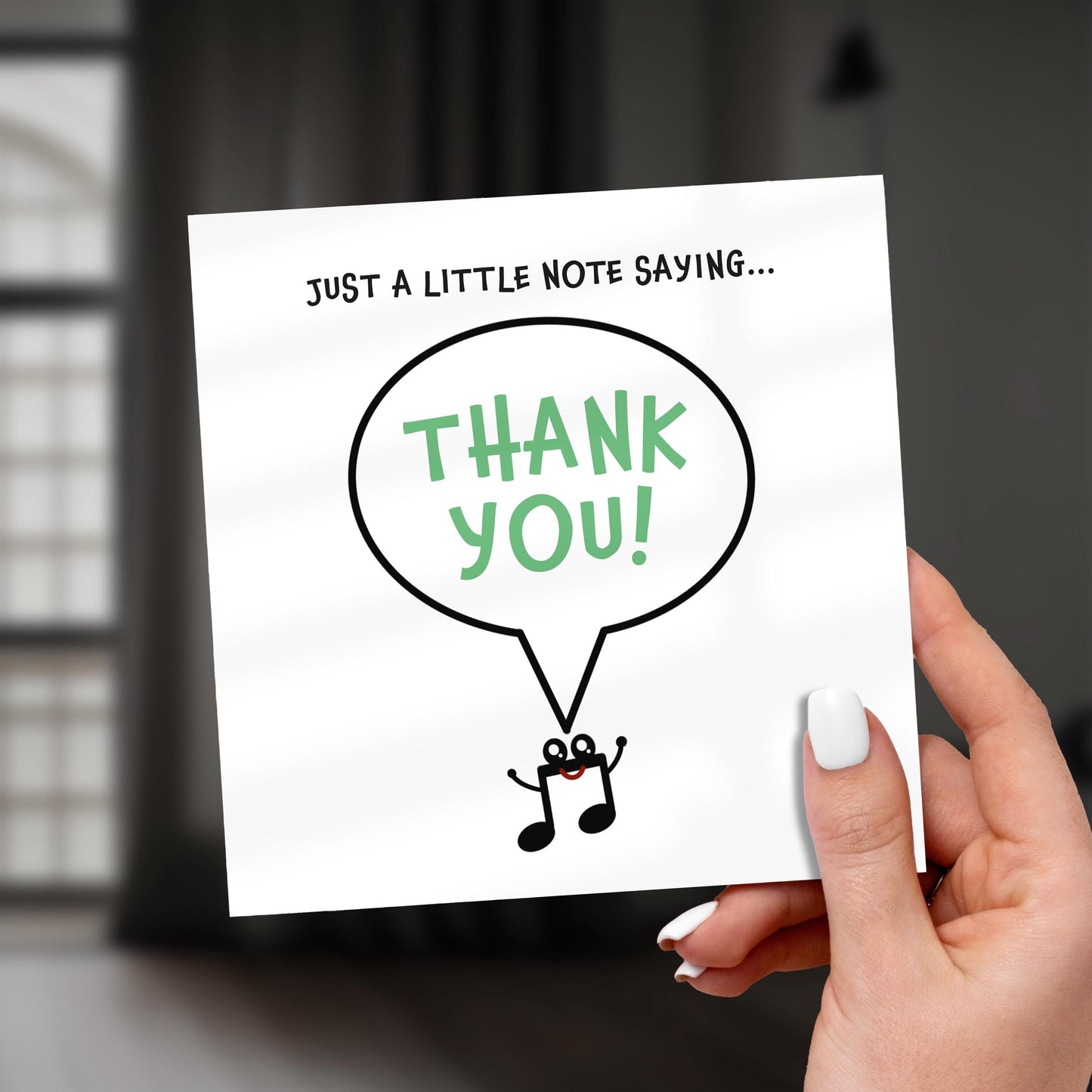 Funny Music Note Thank You Card: Playful Appreciation