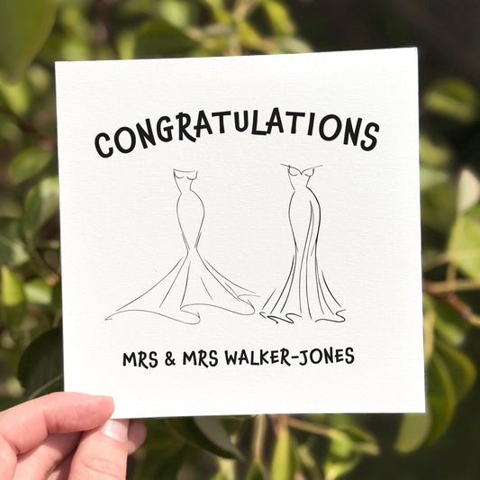 Personalized Mrs and Mrs Wedding Card: Two Brides, LGBTQ+ Congratulations