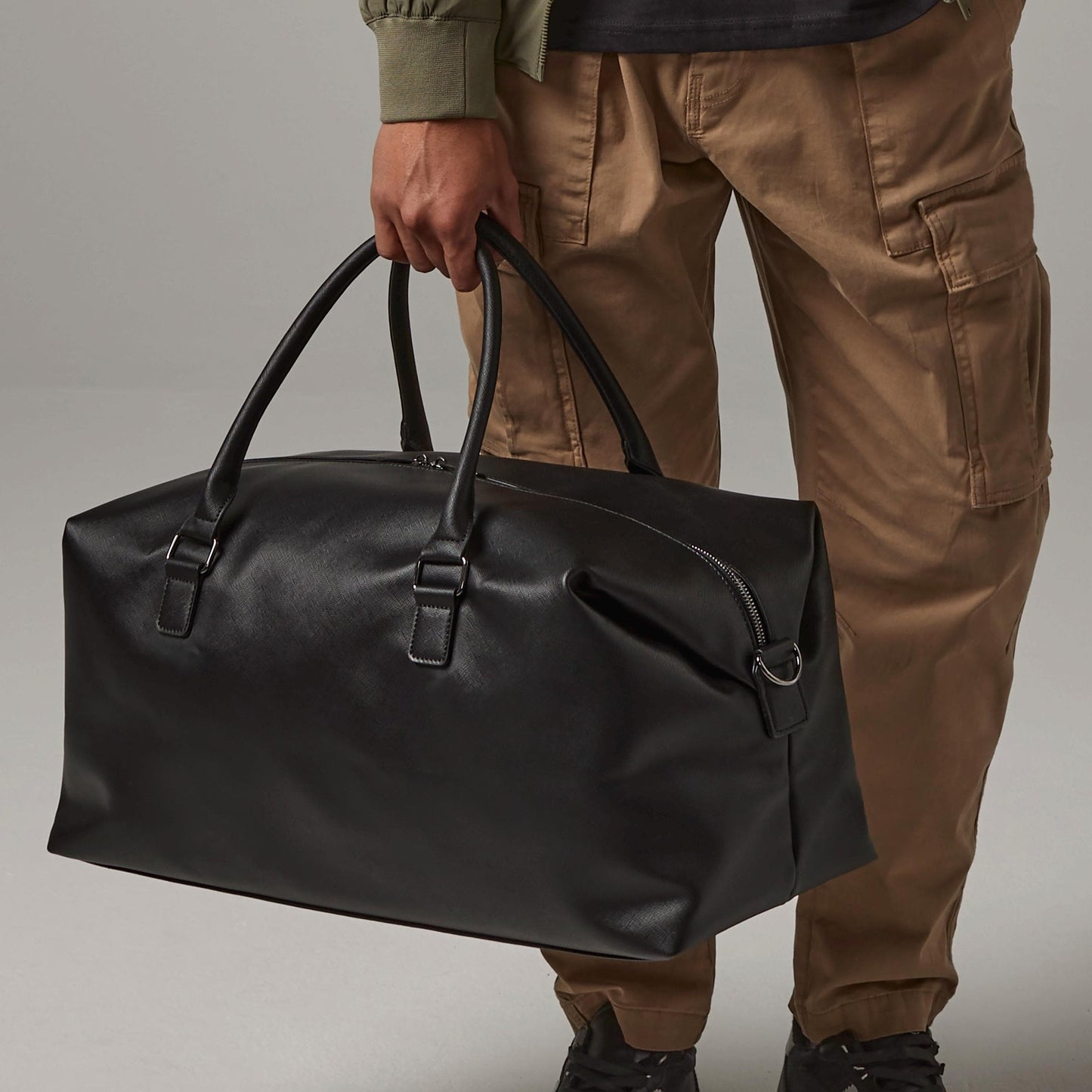 Men’s Black Weekender Bag, Personalised Travel Holdall