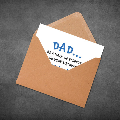 Open brown envelope with a white card inside on a gray background