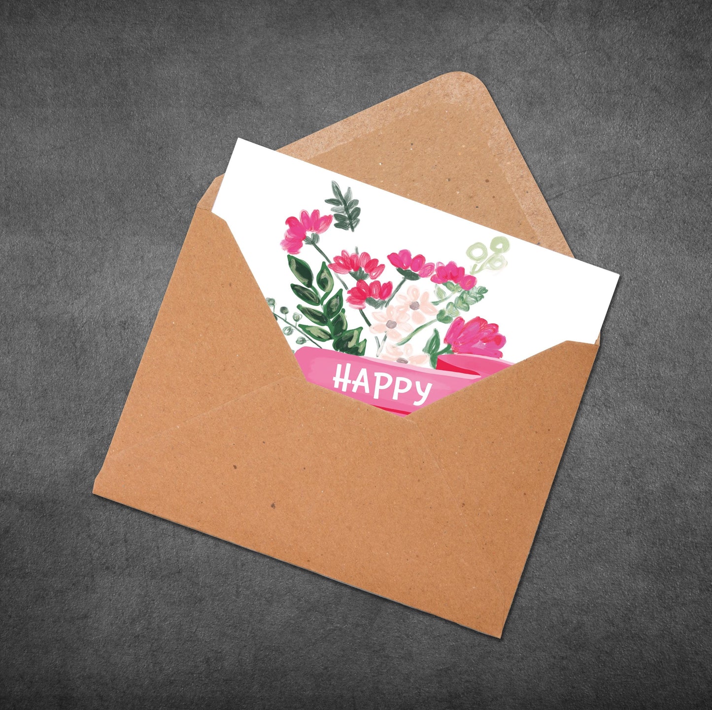 Floral Birthday Card for Mum: Pink Flowers, Personalizable