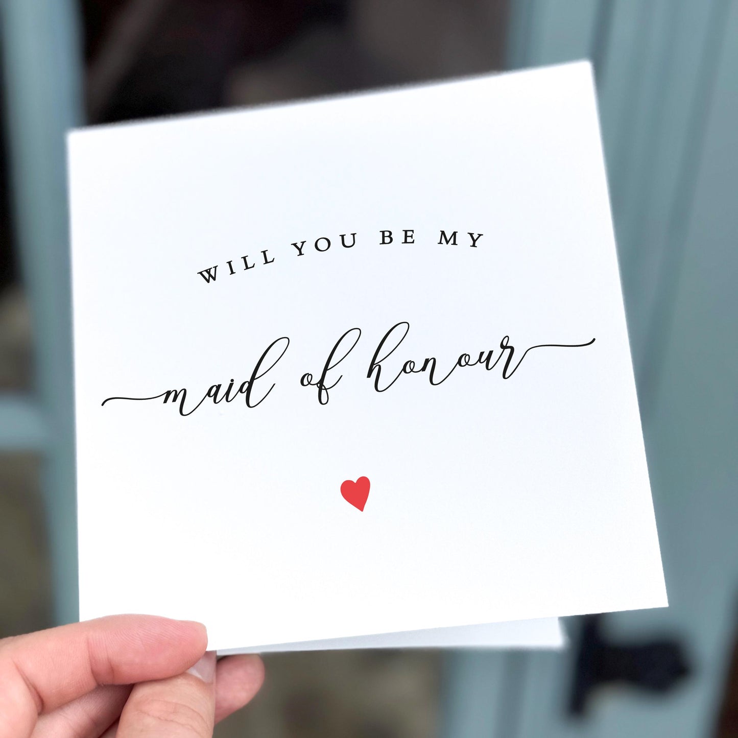 Maid of Honour Proposal Card: Elegant Calligraphy, Red Heart
