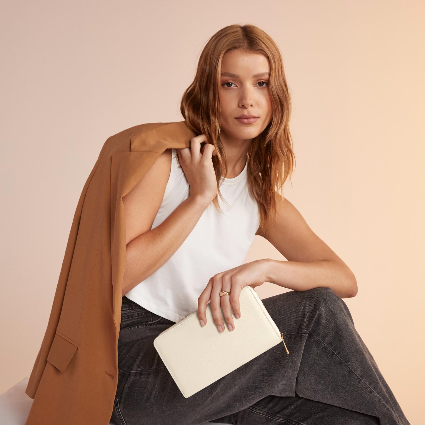 Cream Travel Jewellery Case, Personalised Bridesmaid Gift, Wedding Morning Keepsake