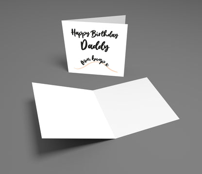 Birthday card for 'Daddy' with 'Happy Birthday' text on a gray background