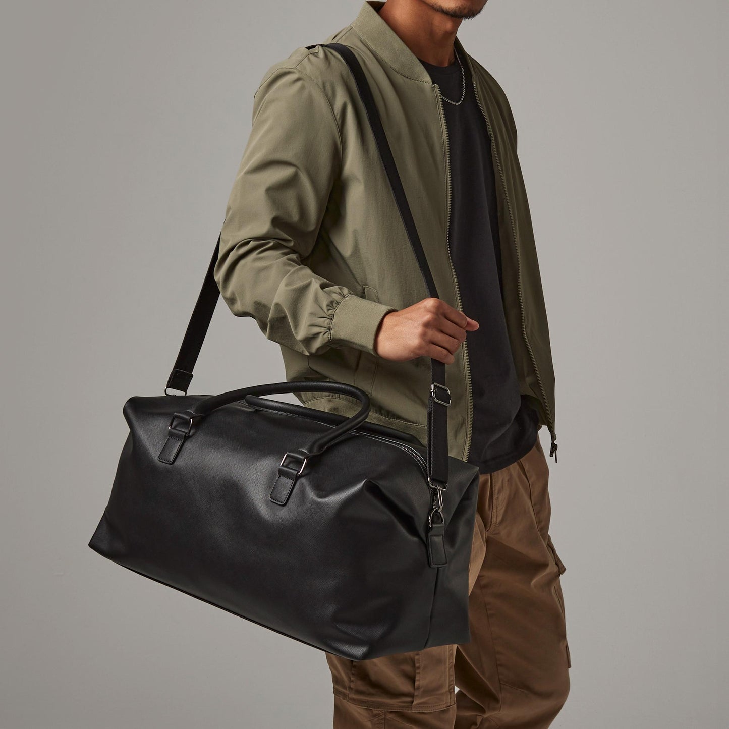 Men’s Black Weekender Bag, Personalised Travel Holdall