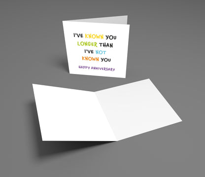 Greeting card with colorful text on a gray background