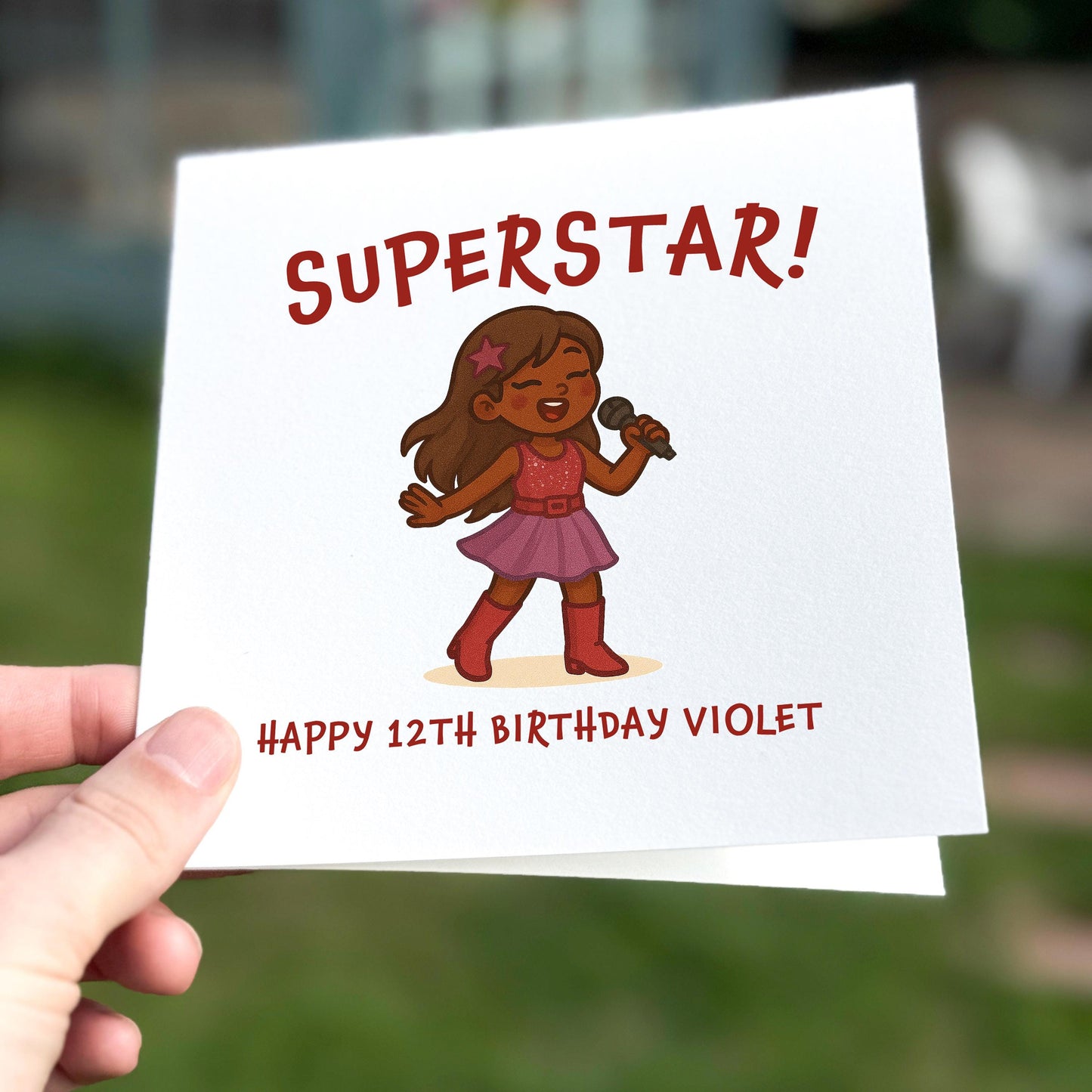 Pop Star 12th Birthday Card for Girl: Glittery Superstar