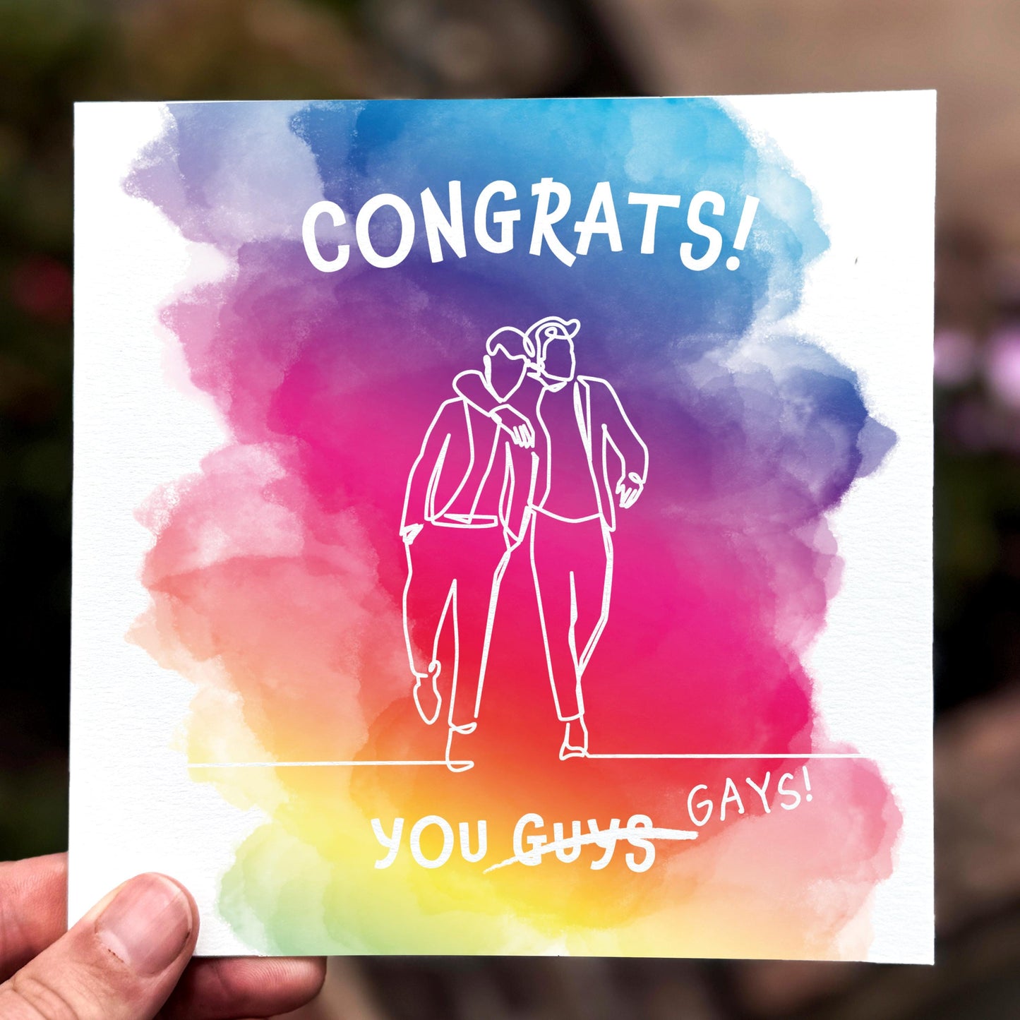 Funny Gay Wedding Card: Rainbow LGBTQ Congratulations