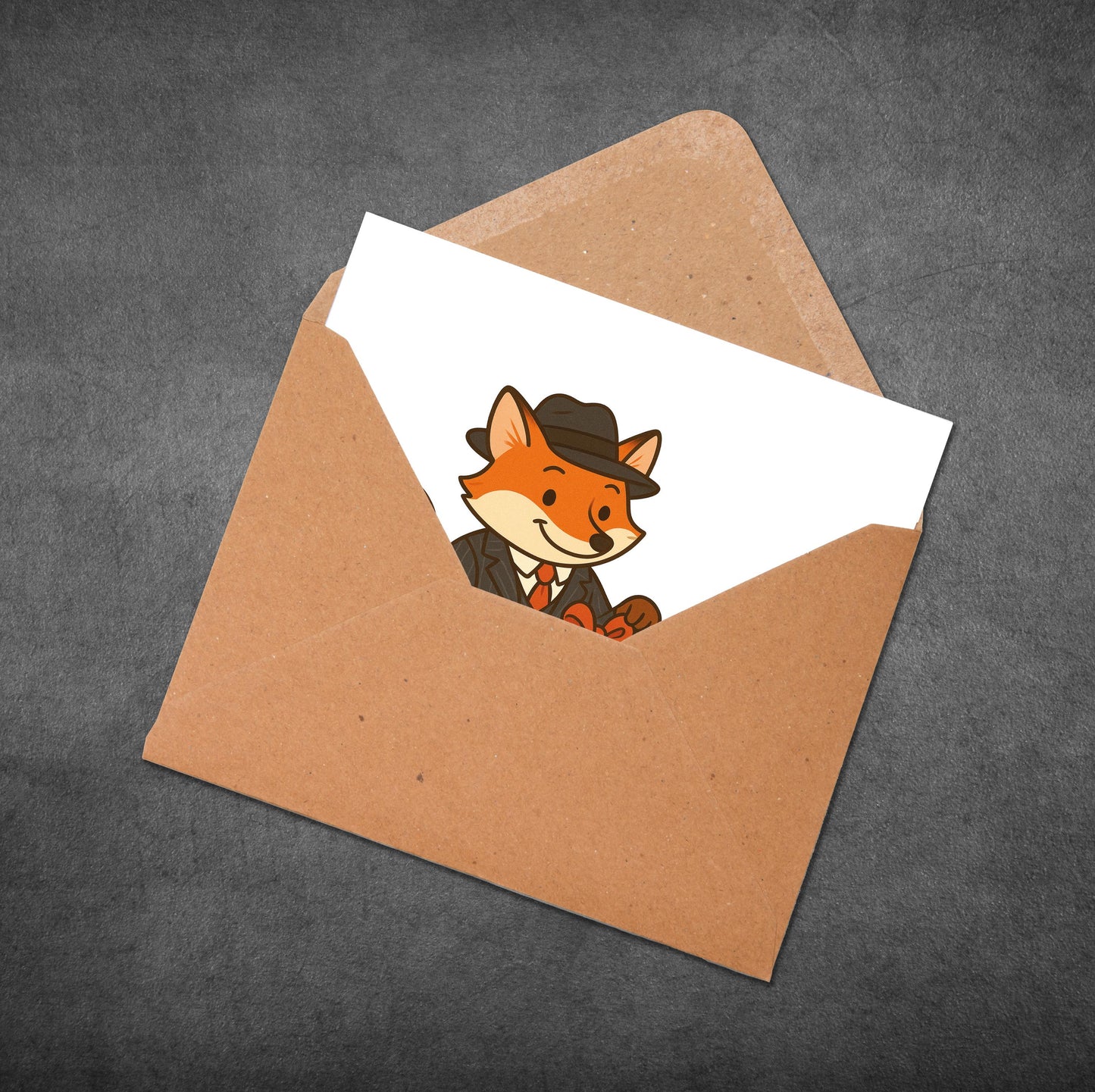 Funny Fox Christmas Card: Gangster Wrapper Pun Holiday Card