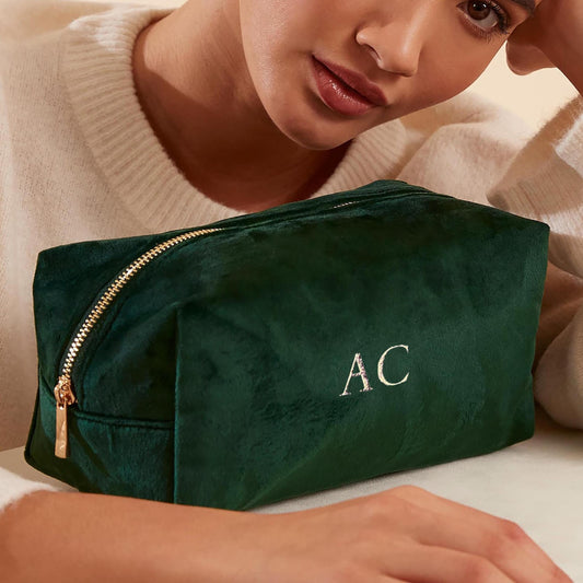 Velvet Toiletry Bag, Personalised Accessory Case, Luxury Gift for Her