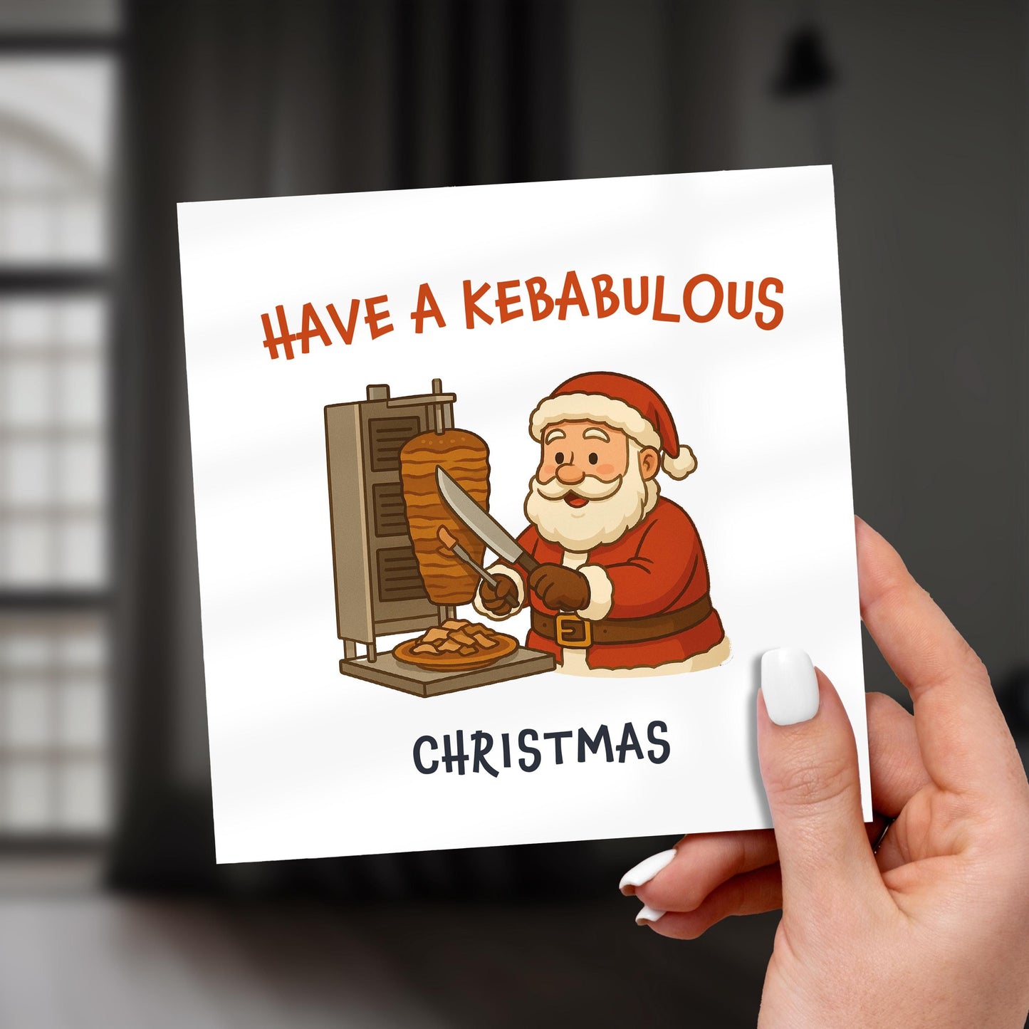 Funny Santa Kebab Christmas Card: Festive Food Pun