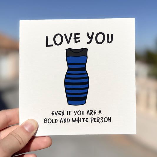 Funny Anniversary Card: Viral Dress Meme, Blue and Gold Joke
