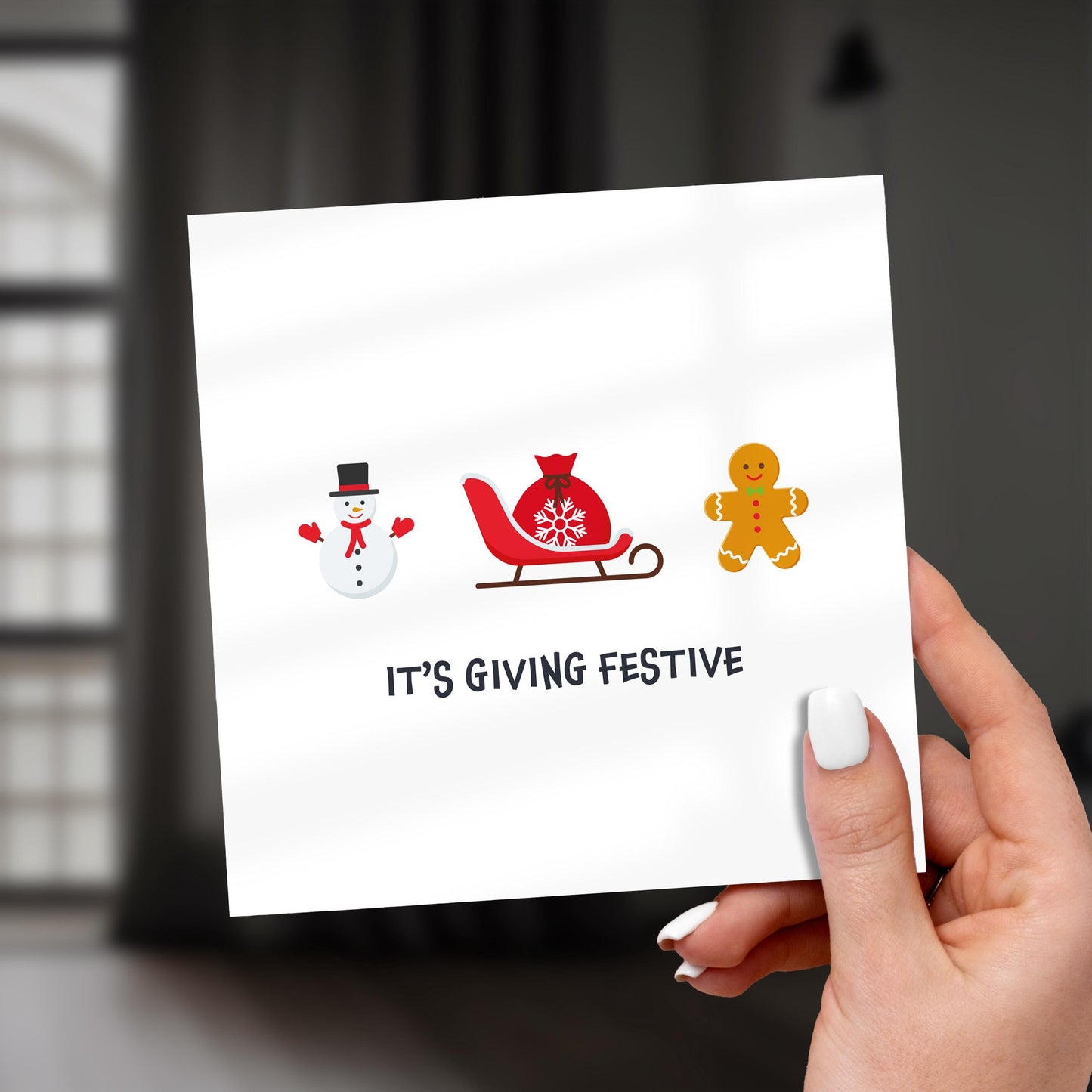 Funny Christmas Card: It's Giving Festive, Modern Holiday Greeting
