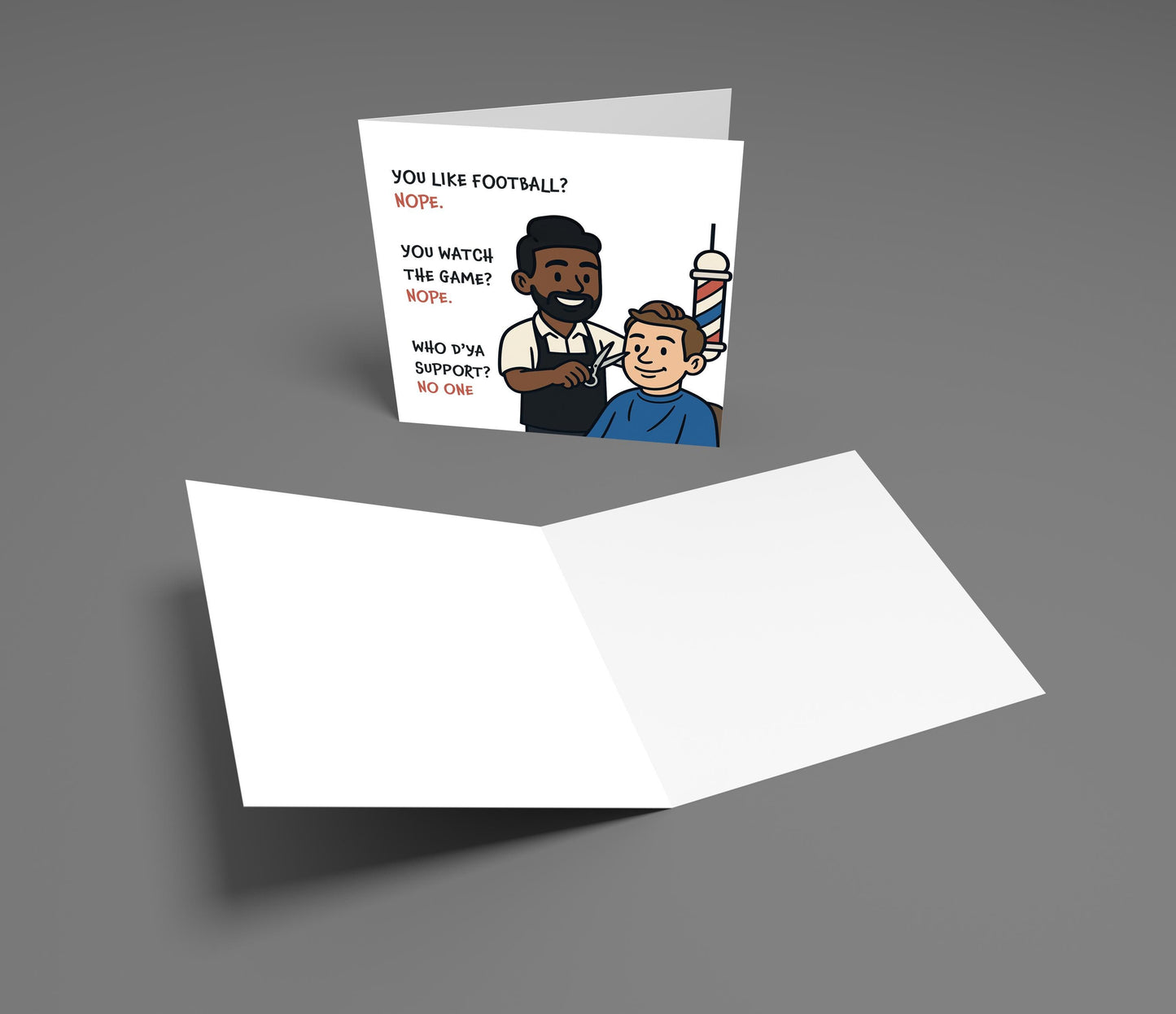 Funny Barber Football Banter Birthday Card - British Humour