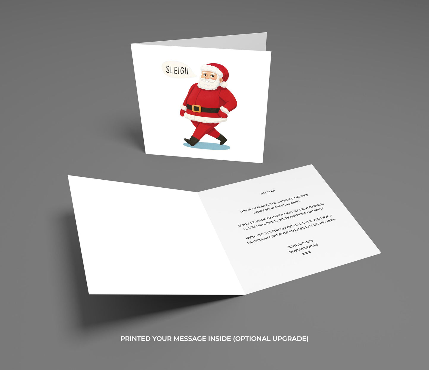 Funny Santa Christmas Card: Sleigh Pun Holiday Greeting