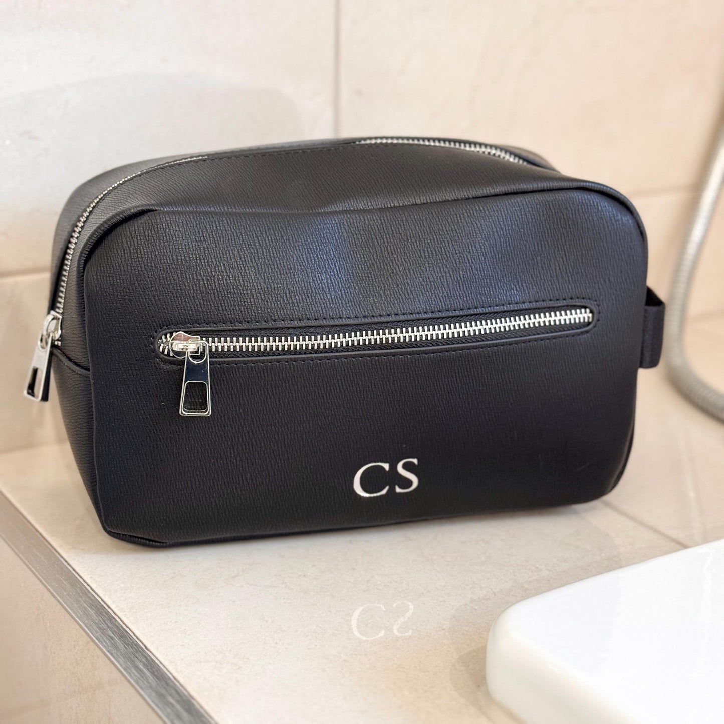Tailored Luxe Wash Bag, Personalised Men’s Toiletry Bag, Luxury Gift for Him