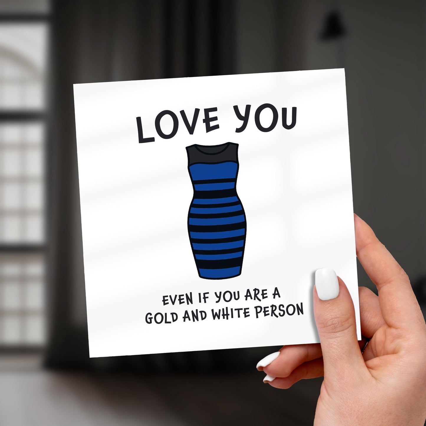 Funny Anniversary Card: Viral Dress Meme, Blue and Gold Joke