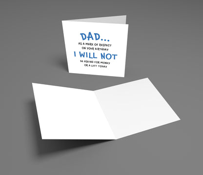Greeting card with humorous message on a gray background