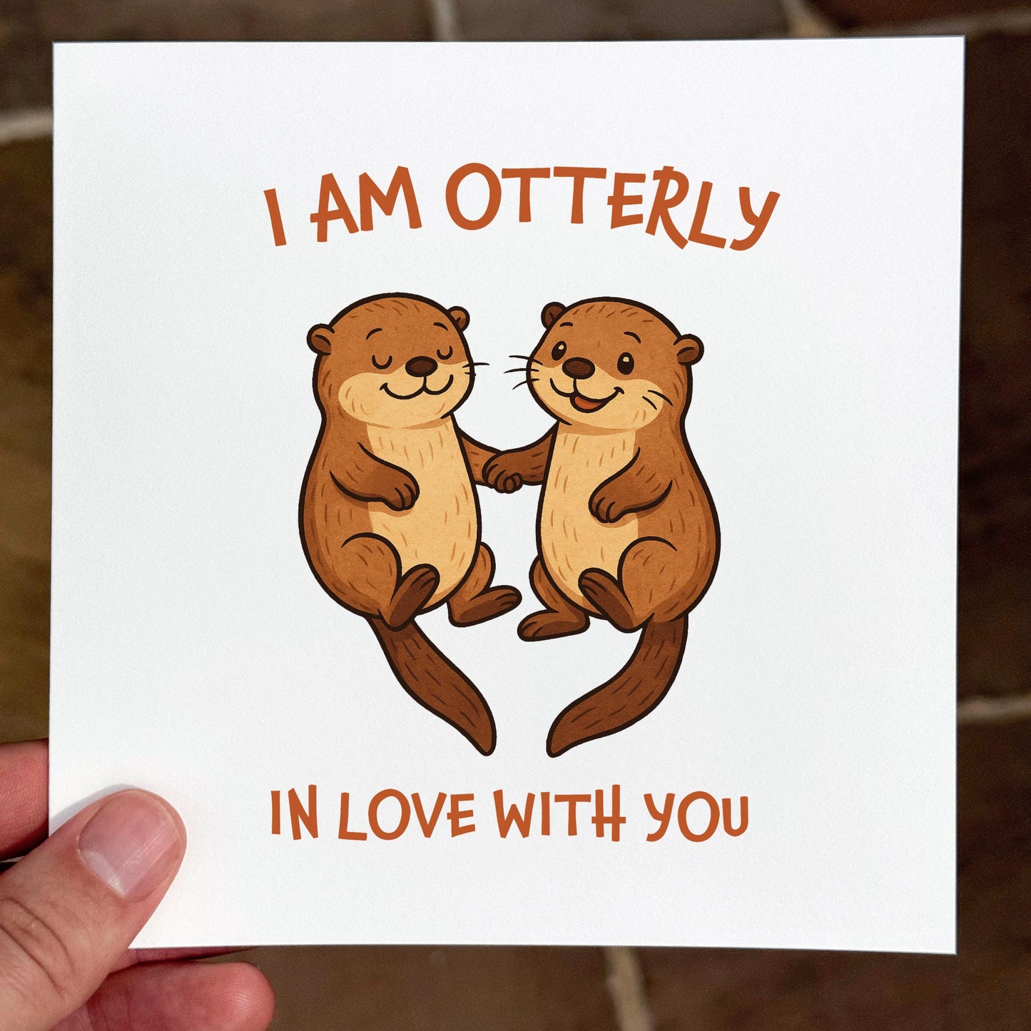Otter Love Card, Cute Anniversary Card, Animal Pun Card for Him or Her, I Am Otterly in Love with You Card, Funny Valentine Card