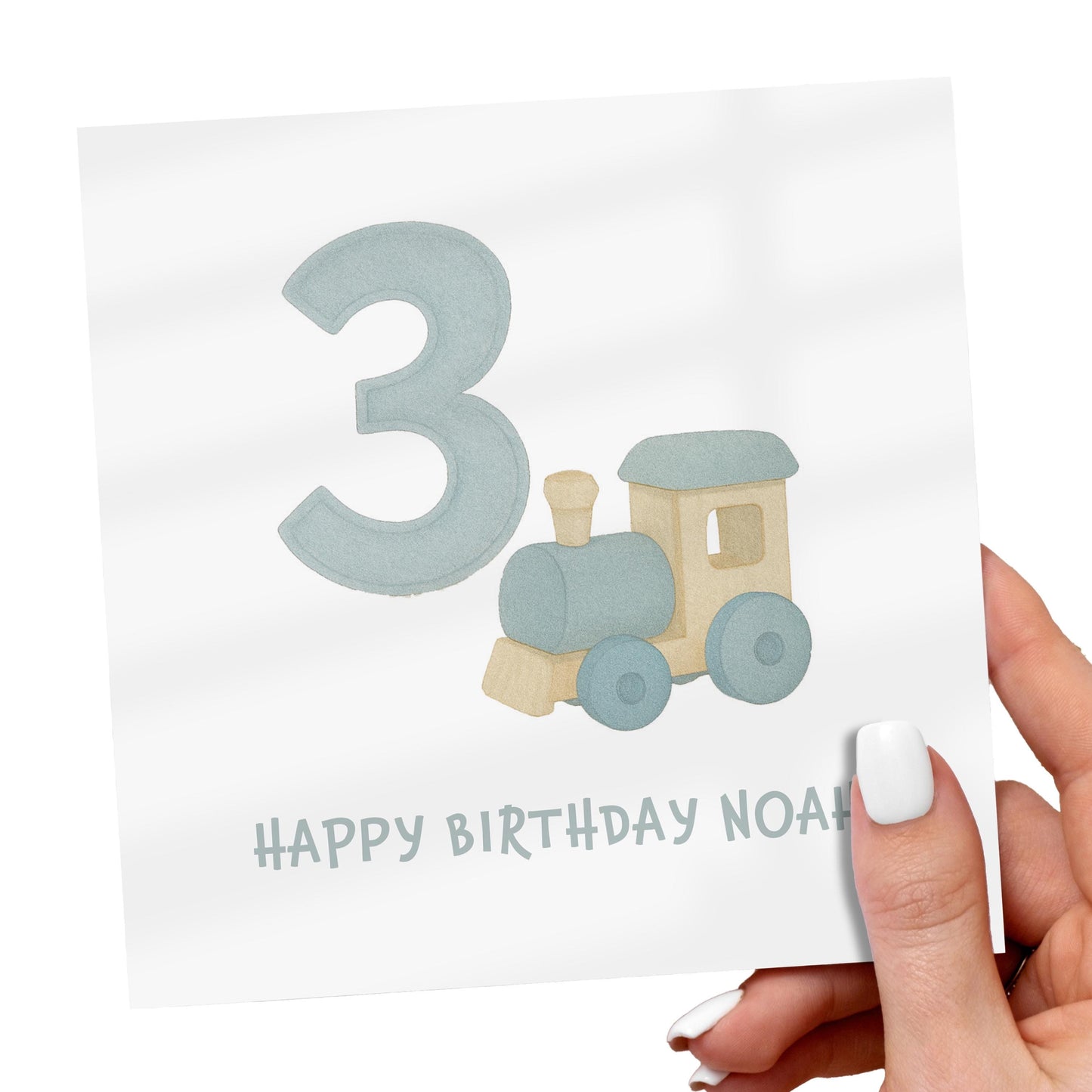 3rd Birthday Card for Boy, Personalised Birthday Card, Train Birthday Card, Birthday Card for Son, Toddler Birthday Card, Cute Pastel Card