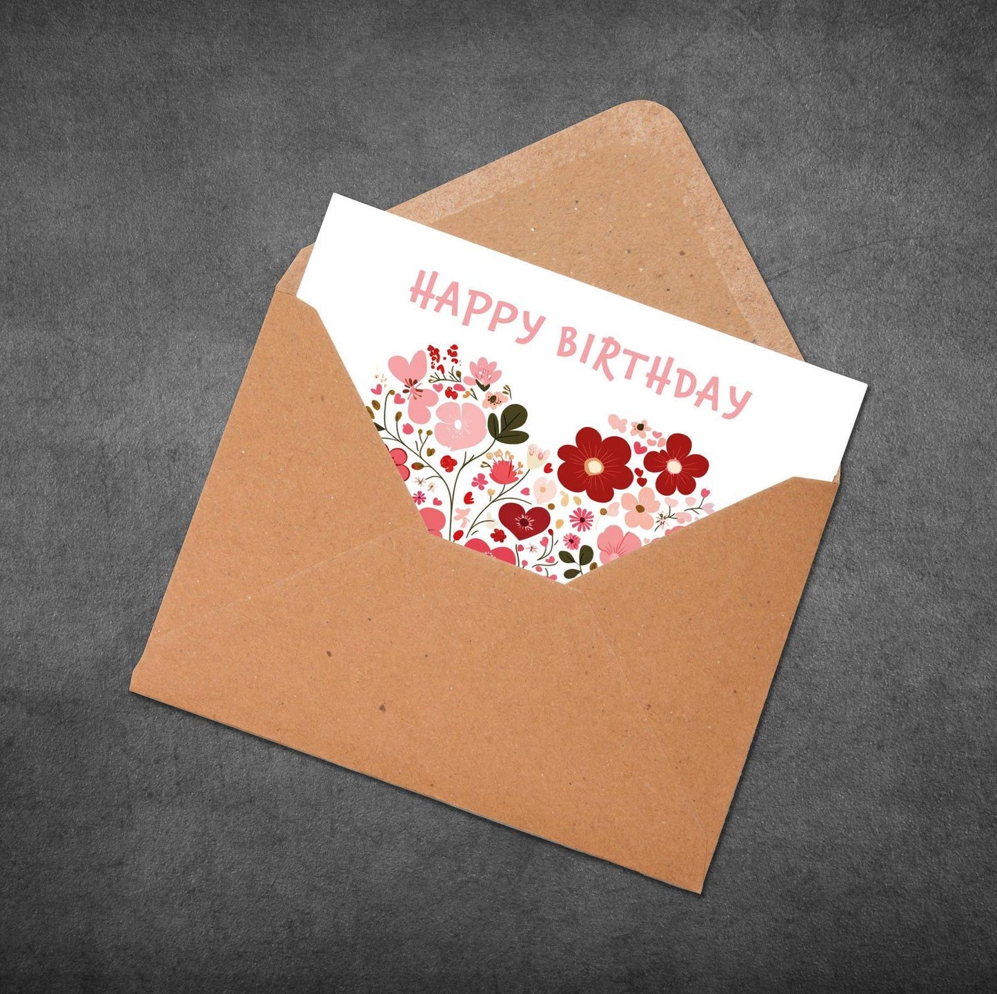 Personalized Floral Heart Birthday Card for Auntie