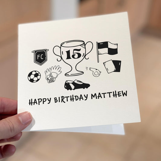 Personalized Football Birthday Card for Son: Sporty Teen Card