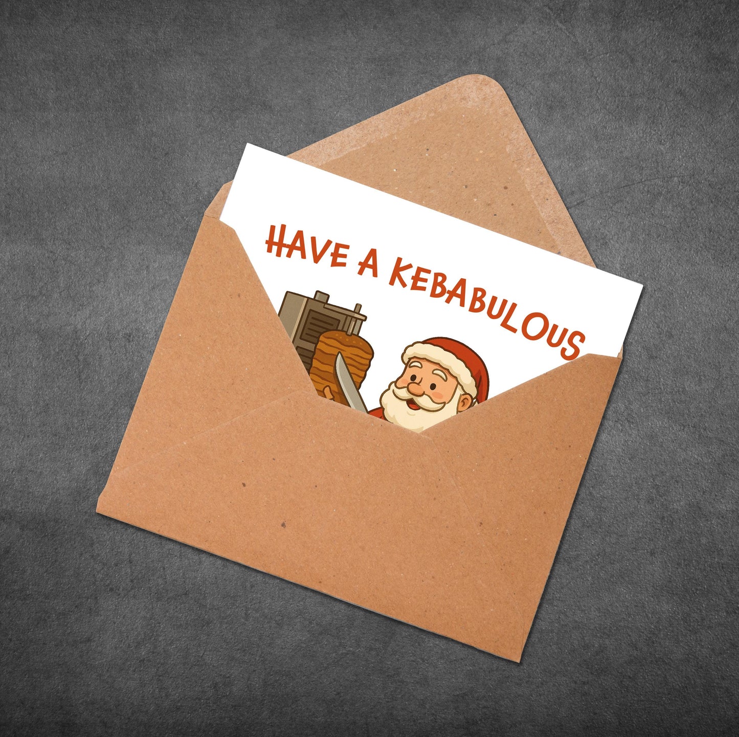 Funny Santa Kebab Christmas Card: Festive Food Pun
