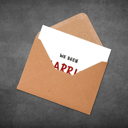 Brown envelope with a white card inside on a gray background