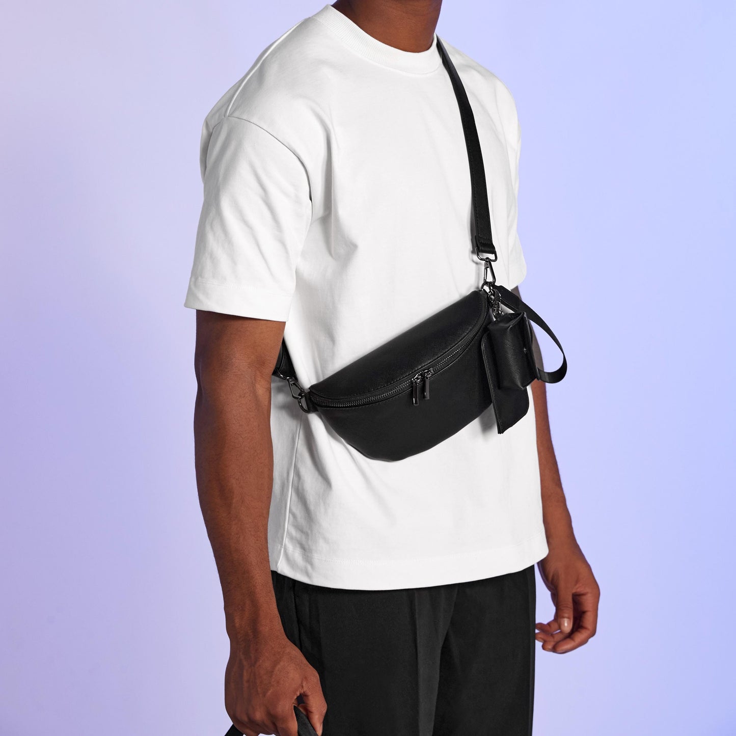 Black Cross Body Bag, Personalised Men’s Bag, Stylish Gift for Him