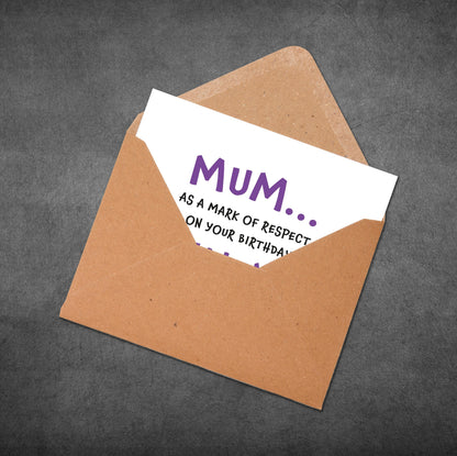 Brown envelope with a white card inside on a gray background