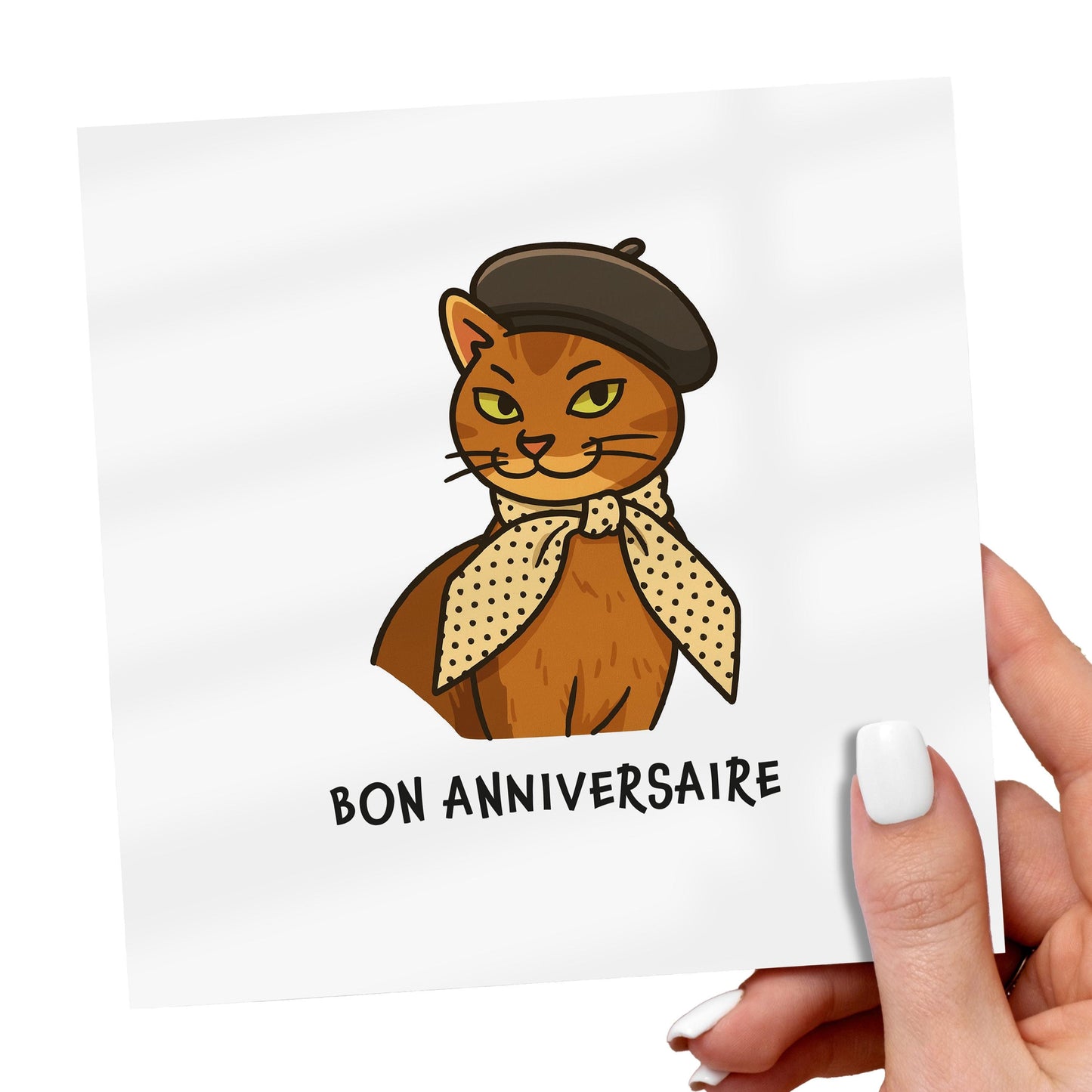 Funny French Cat Birthday Card: Sarcastic Meme Card for Her