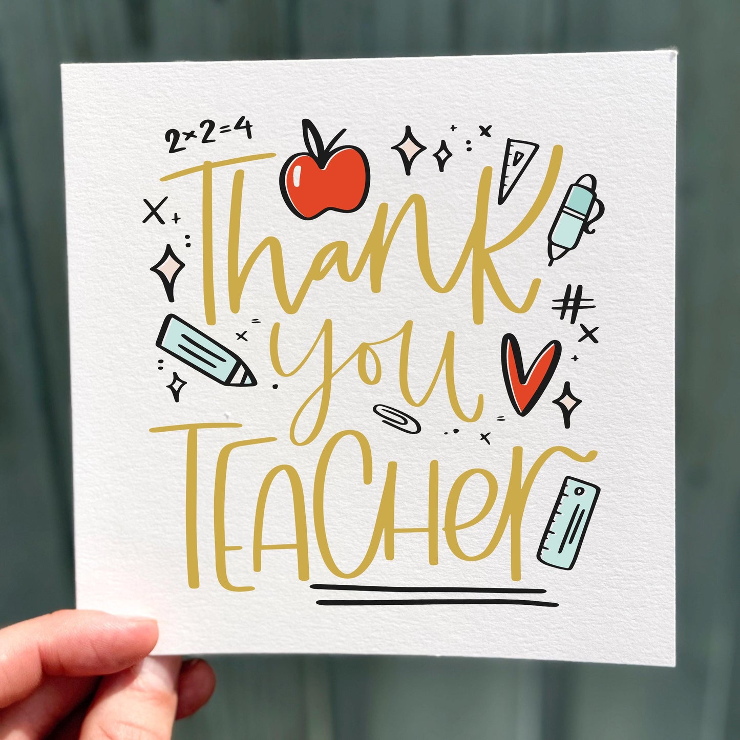 Personalized Teacher Thank You Card: End of Term Gift, Hand-Drawn Design