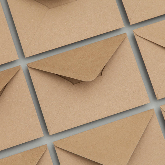 7x5" Kraft Fleck Envelopes - CLEARANCE - Diamond Gummed Flap - Bulk Order, Wholesale or Small Quantities. Wedding Stationery. Recycled. FSC